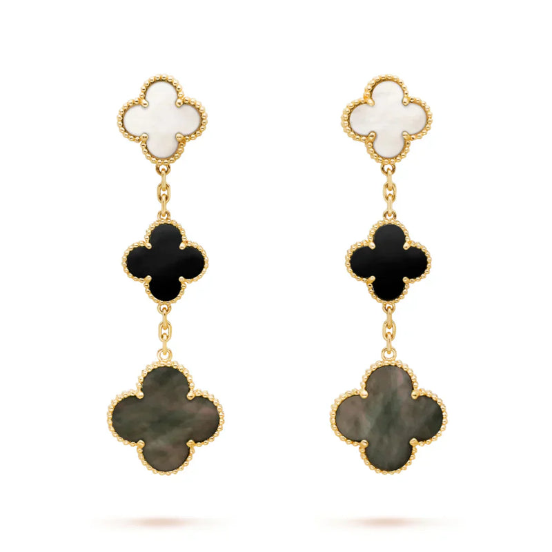 Lucky Alhambra Three Motif Drop Earrings