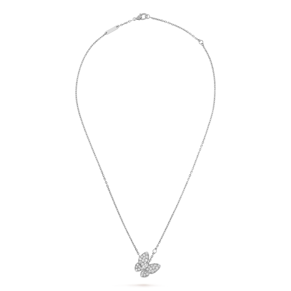 Butterfly Diamond Pendant Necklace White Gold