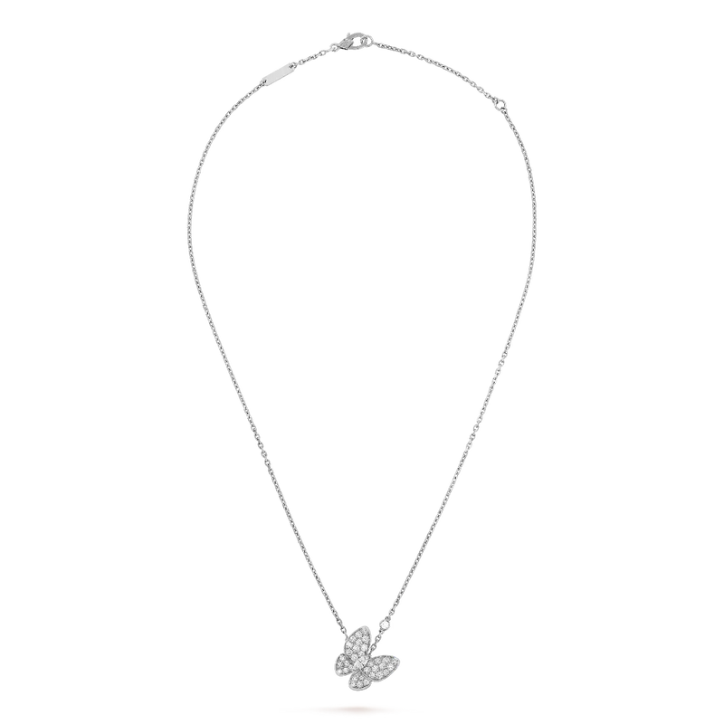 Butterfly Diamond Pendant Necklace White Gold
