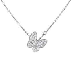 Butterfly Diamond Pendant Necklace White Gold