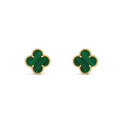Vintage Alhambra in Yellow Gold and Malachite Earrings