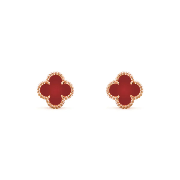 Vintage Alhambra in Rose Gold and Carnelian Earrings