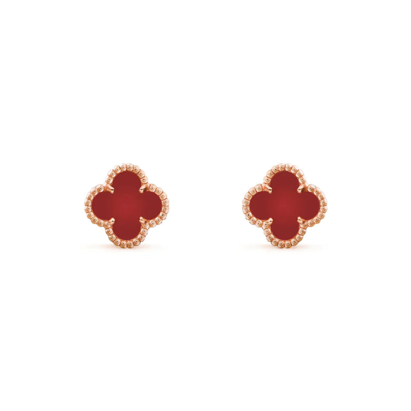 Vintage Alhambra in Rose Gold and Carnelian Earrings