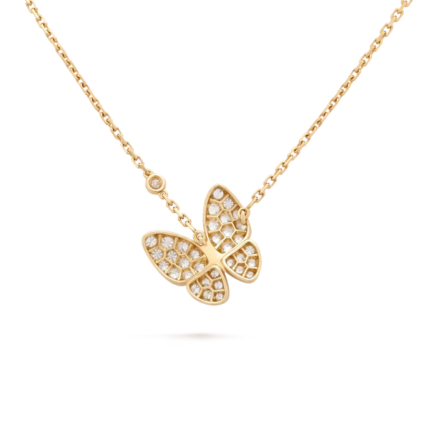 Butterfly Diamond Pendant Necklace Yellow Gold