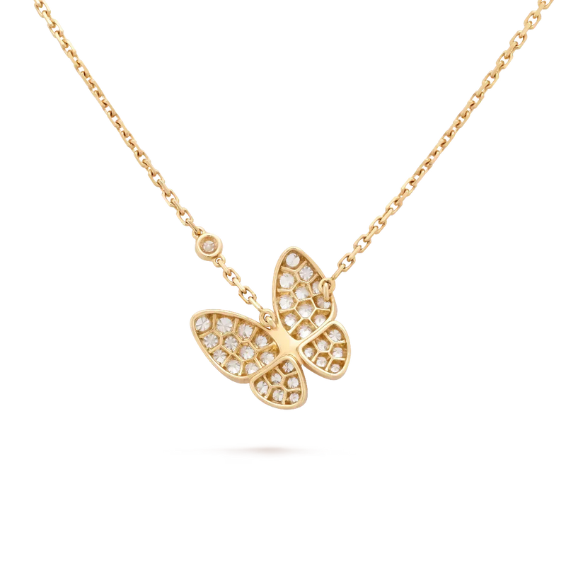 Butterfly Diamond Pendant Necklace Yellow Gold