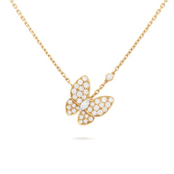 Butterfly Diamond Pendant Necklace Yellow Gold
