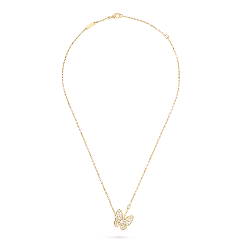 Butterfly Diamond Pendant Necklace Yellow Gold