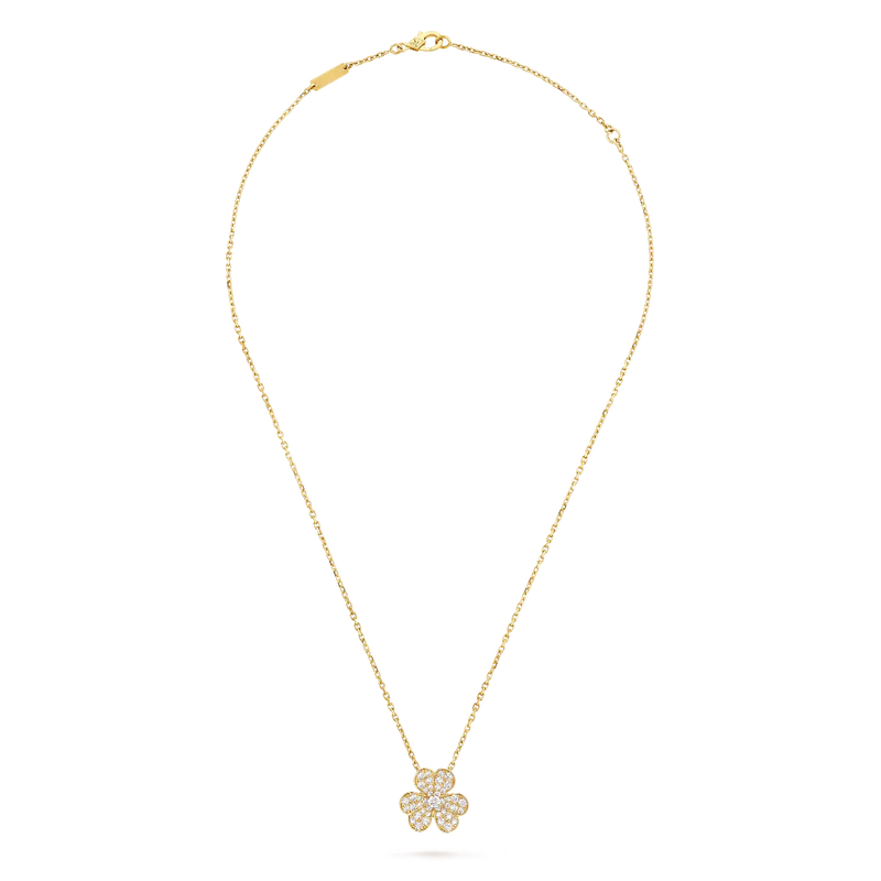 Yellow Gold Floral Pendant Necklace With Diamonds