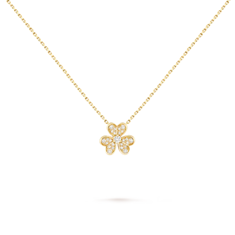 Yellow Gold Floral Pendant Necklace With Diamonds