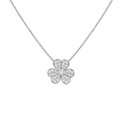 White Gold Floral Pendant Necklace With Diamonds
