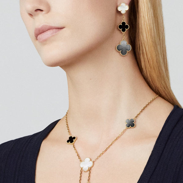 Lucky Alhambra Three Motif Drop Earrings