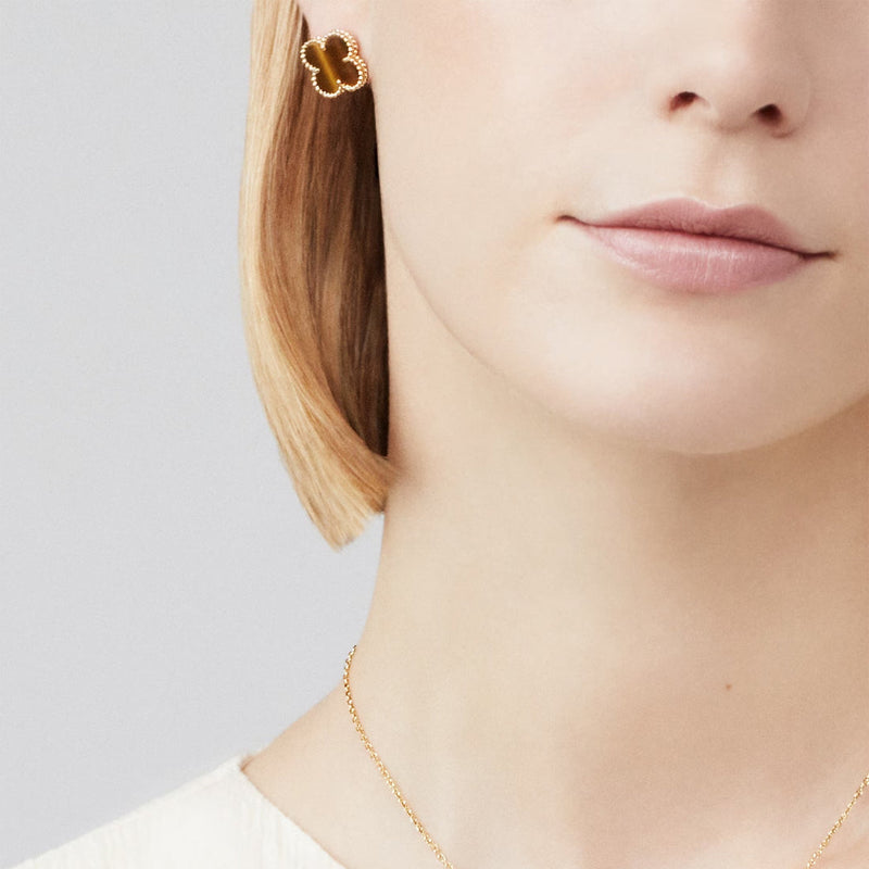Vintage Alhambra Earrings in Tiger’s Eye