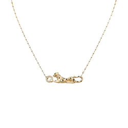 Gold Panther Pendant Necklace With Enamel Detail