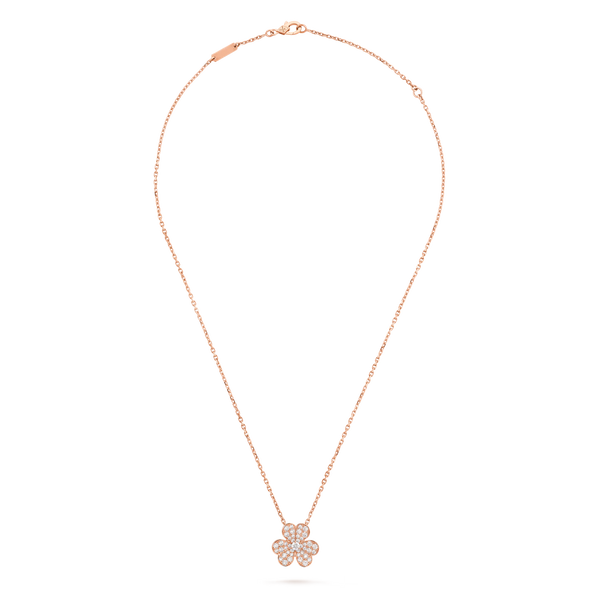 Rose Gold Floral Pendant Necklace With Diamonds