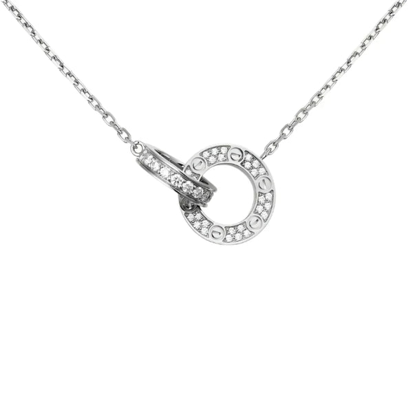 Love Necklace Paved White Gold with Diamonds