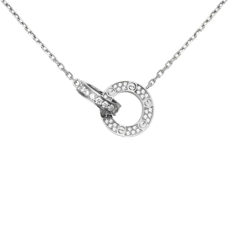 Love Necklace Paved White Gold with Diamonds