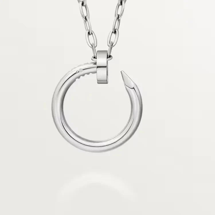 Silver Nail Circle Pendant Necklace