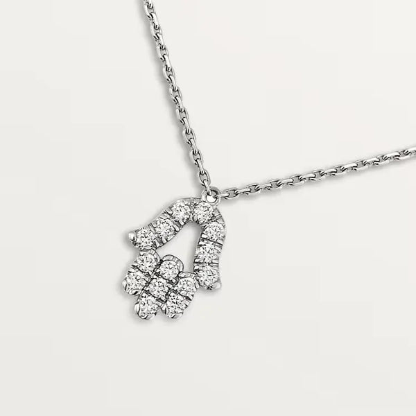 White Gold Hamsa Hand Pendant Necklace With Diamonds