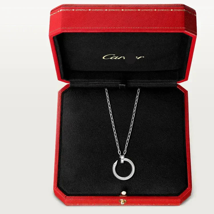 Silver Nail Circle Pendant Necklace