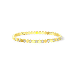 Hexagon Diamond Bangle Bracelet Yellow Gold with Diamonds