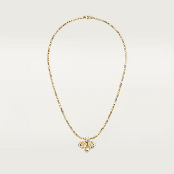 Gold Leaf Pendant Necklace With Diamond Accents