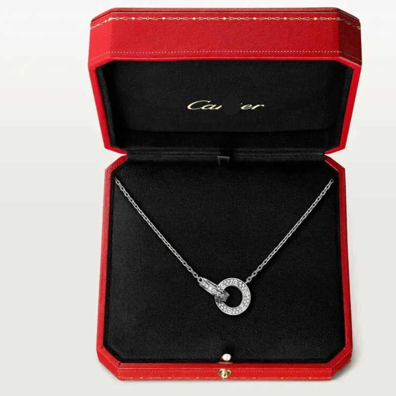 Love Necklace Paved White Gold with Diamonds