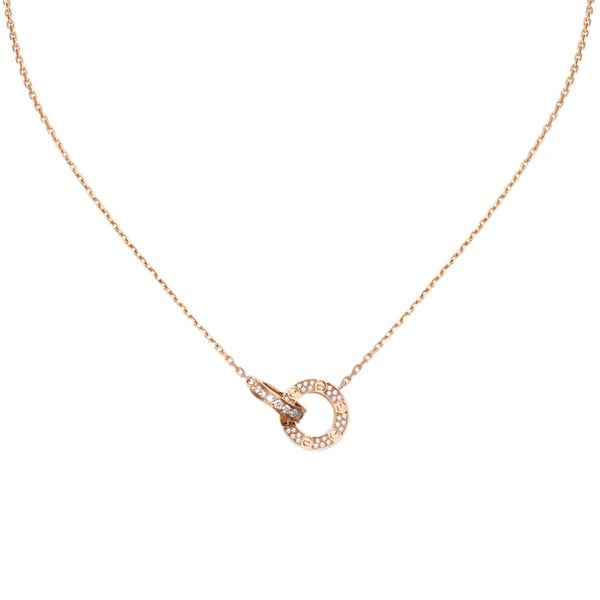 Love Necklace Paved Rose Gold with Diamonds