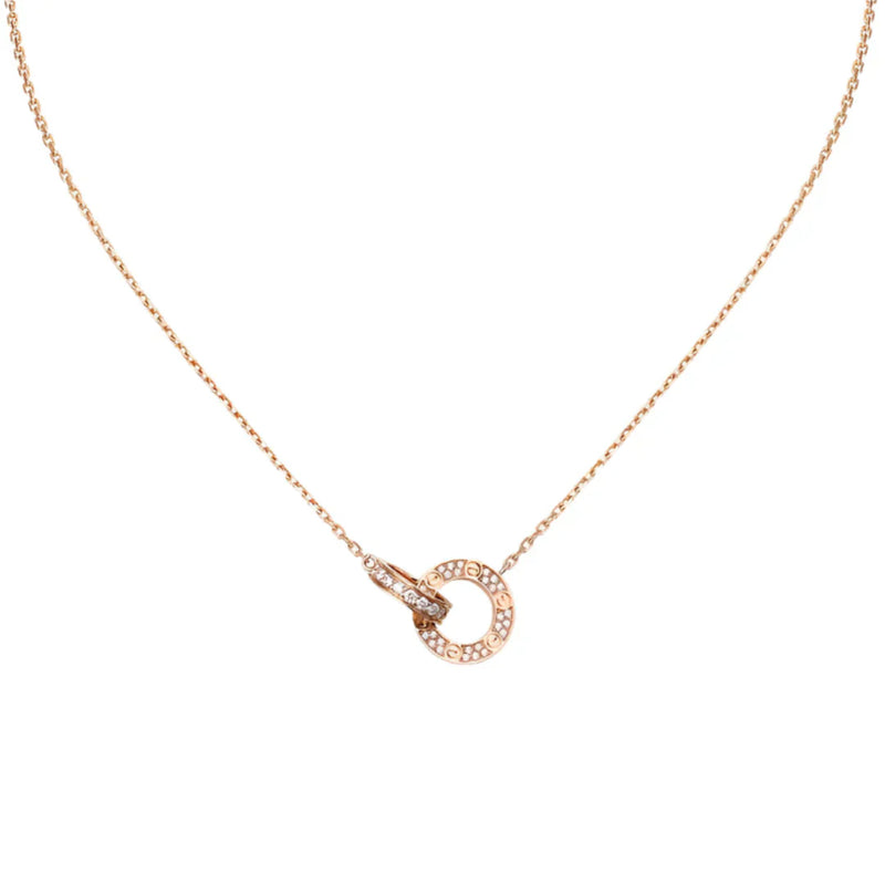 Love Necklace Paved Rose Gold with Diamonds