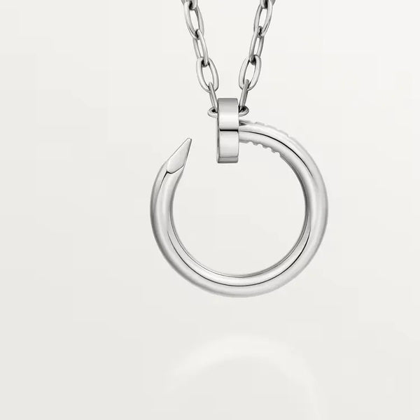 Silver Nail Circle Pendant Necklace