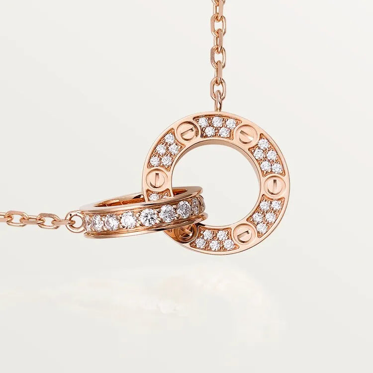 Love Necklace Paved Rose Gold with Diamonds