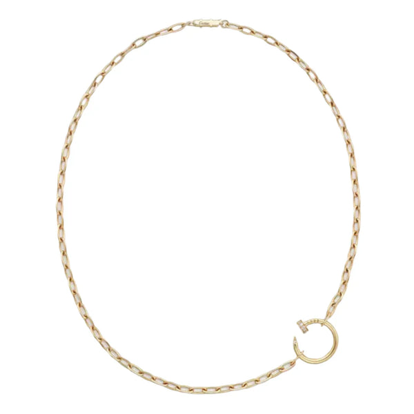 Gold Chain Necklace With Nail Circle Pendant