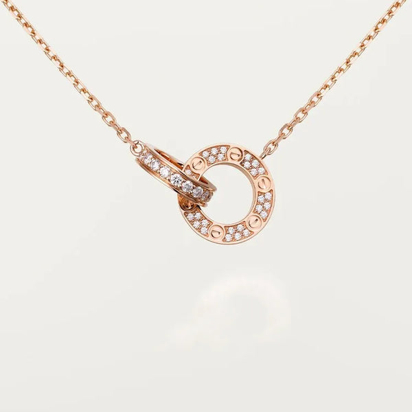 Love Necklace Paved Rose Gold with Diamonds