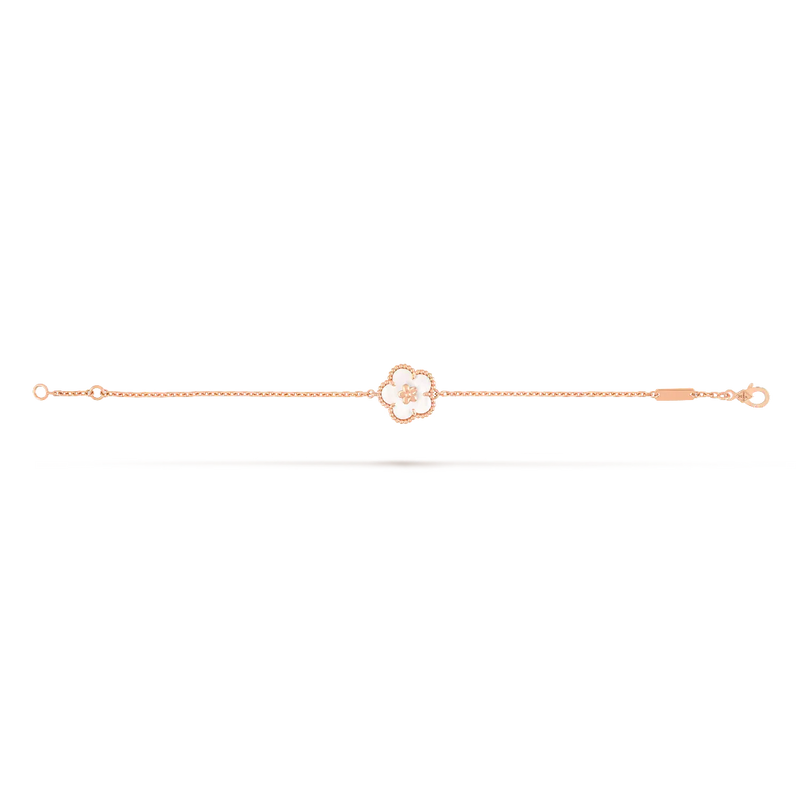 Lucky Spring Bracelet Plum Blossom Rose Gold White Mother of Pearl
