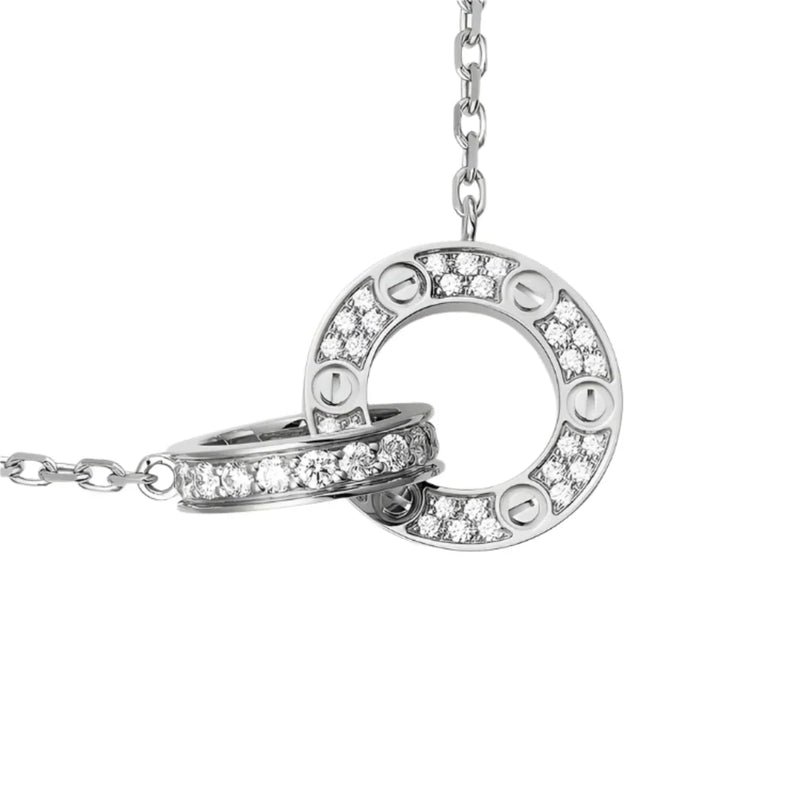 Love Necklace Paved White Gold with Diamonds