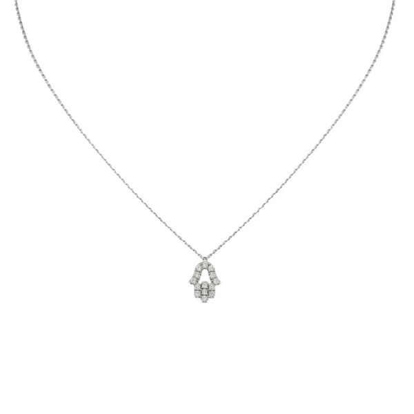 White Gold Hamsa Hand Pendant Necklace With Diamonds