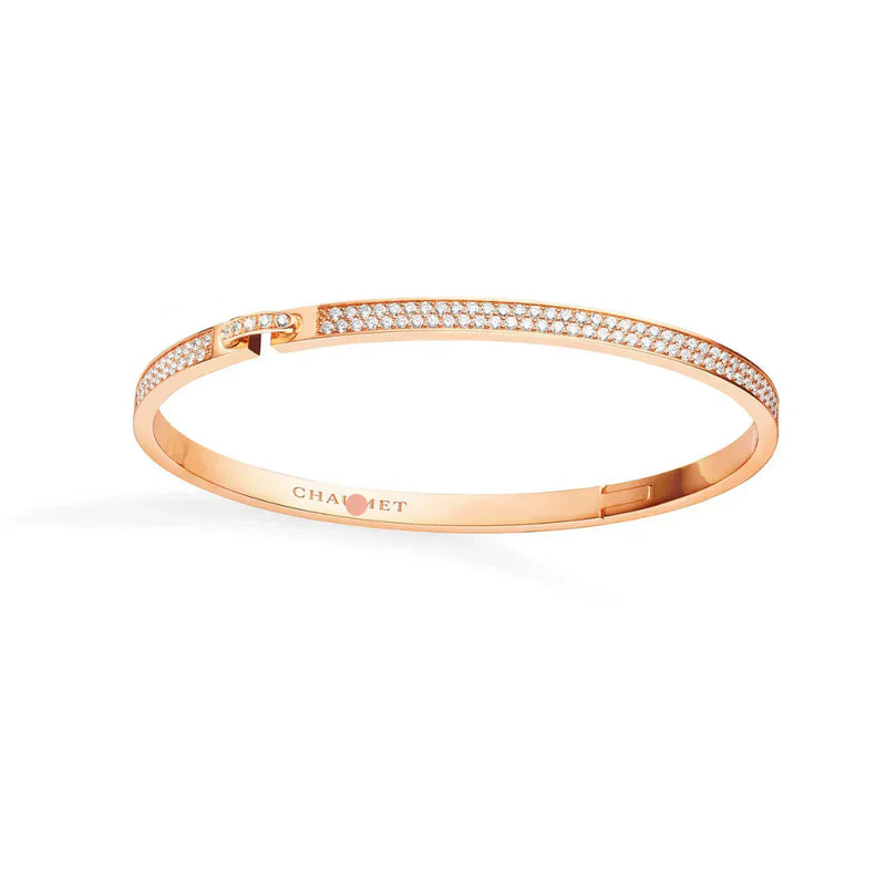 Pave Slim Bangle Bracelet Rose Gold Full Diamonds