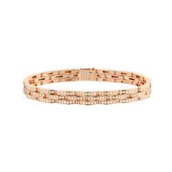 Bracelet Rose Gold Vermeil Triple Row Diamond Style