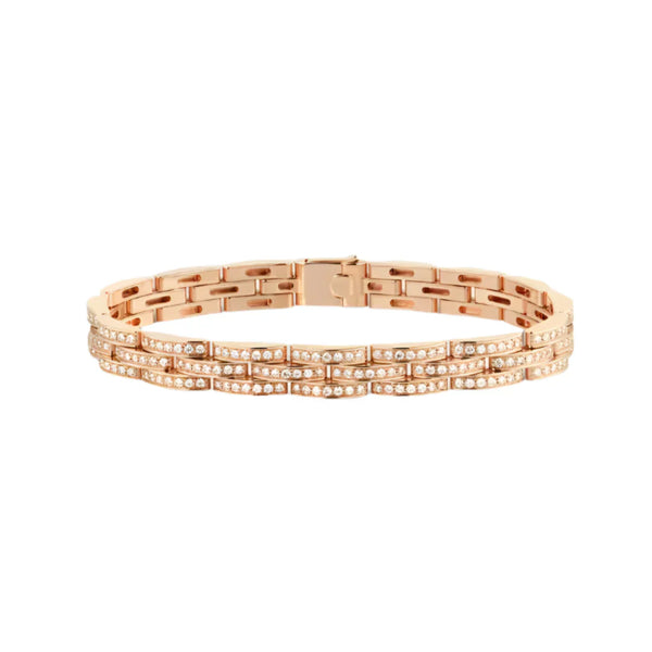 Bracelet Rose Gold Vermeil Triple Row Diamond Style