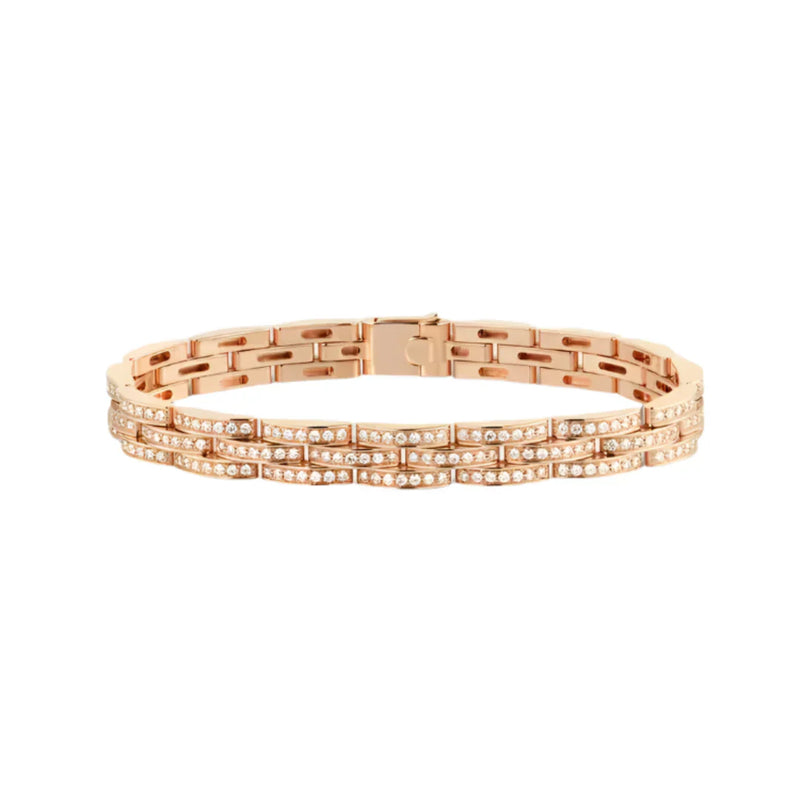 Bracelet Rose Gold Vermeil Triple Row Diamond Style