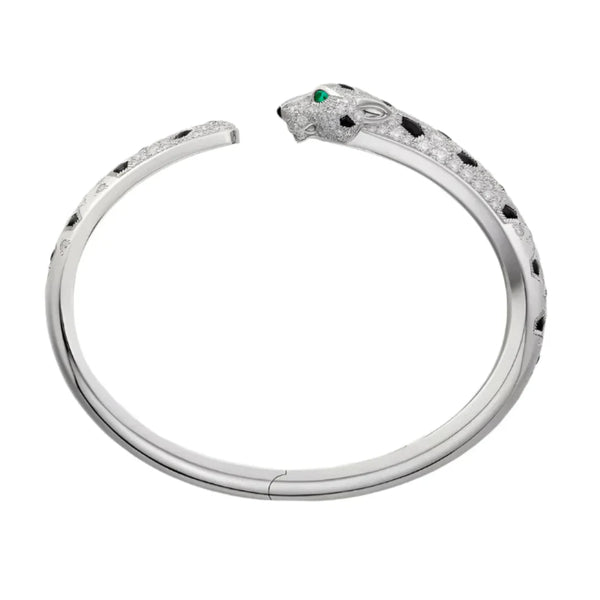 Bracelet White Gold Vermeil Emerald Eyes Diamond Detail