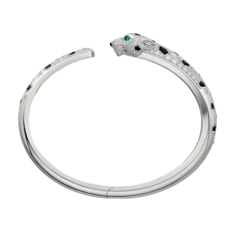 Bracelet White Gold Vermeil Emerald Eyes Diamond Detail