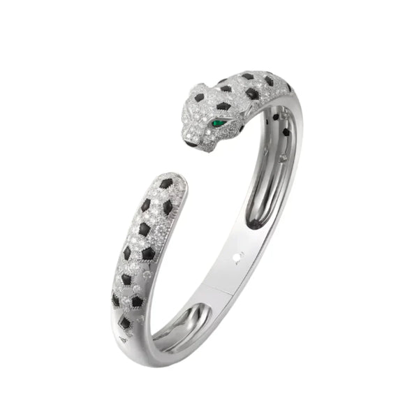 Bracelet White Gold Vermeil Emerald Eyes Diamond Detail