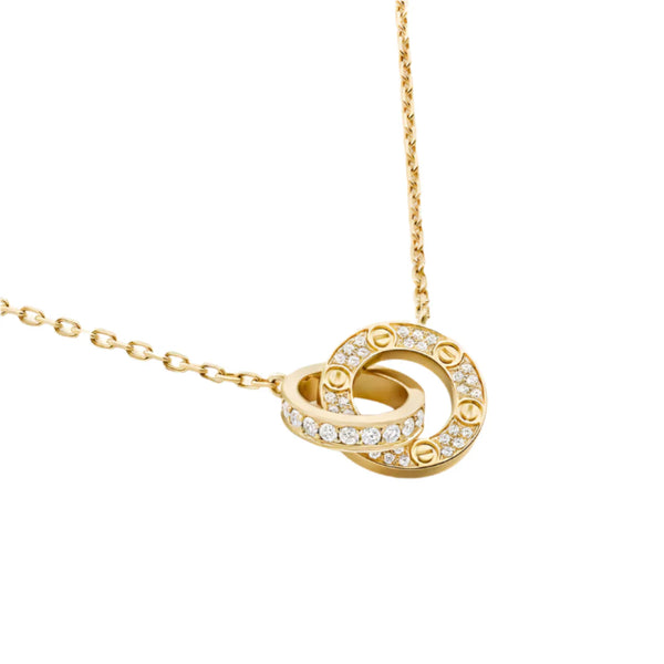 Love Necklace Paved Yellow Gold with Diamonds