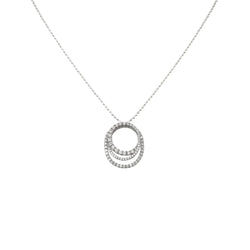 Silver Triple Circle Pendant Necklace With Stones