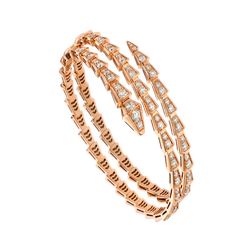 Coil Serpent Bracelet Rose Gold Vermeil Full Diamond Pave
