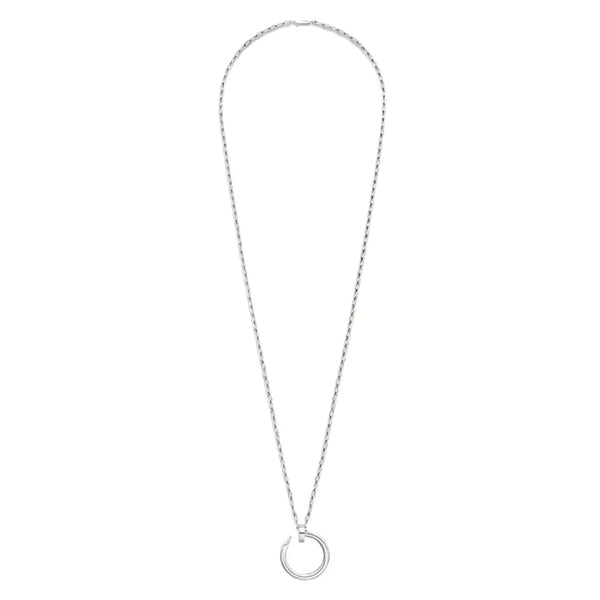 Silver Nail Circle Pendant Necklace