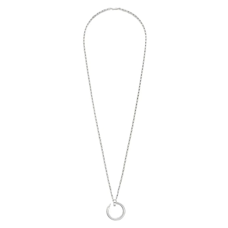 Silver Nail Circle Pendant Necklace