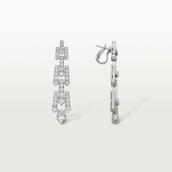 Diamond Cascade Earrings White Gold Vermeil With Simulated Diamonds