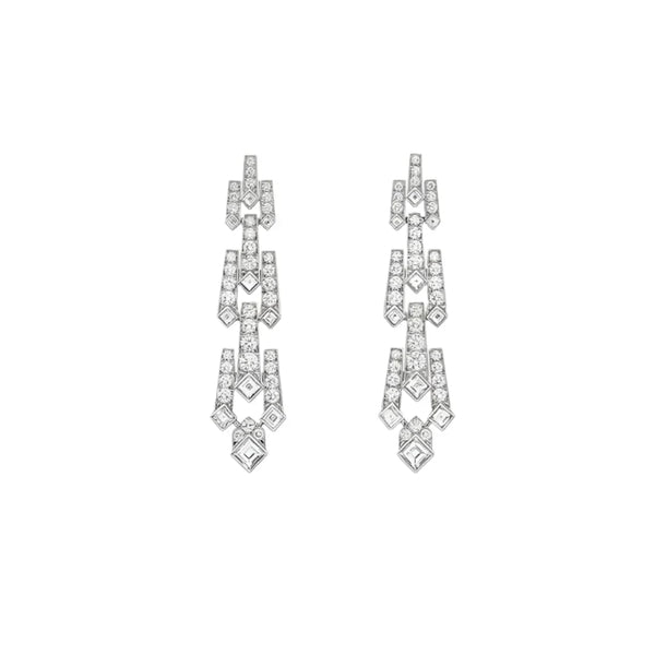 Diamond Cascade Earrings White Gold Vermeil With Simulated Diamonds