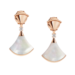 Divas’ Dream Earrings Rose Gold Vermeil With Mother Of Pearl And Moissanite